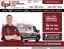 Tablet Screenshot of evansplumbinginc.com